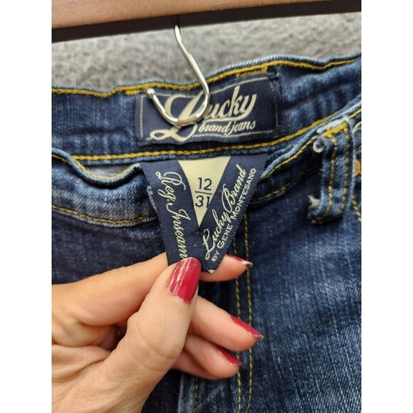 Lucky Brand Womens Ashford Classic Rider Jeans Size 12 Blue Mid-Rise Embroidered - Picture 5 of 7